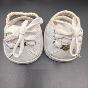 Build A Bear Workshop Sketchers Tennis Shoes White Gold Heart‎ Elastic Back